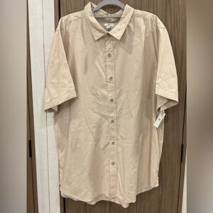 NWT DIP Mens Beige Short Sleeve Button Up Shirt Size XXL